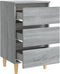 vidaXL - Nachtkastje - met - massief - houten - poten - 40x35x69 - cm - grijs - sonoma