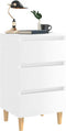 vidaXL - Nachtkastje - met - massief - houten - poten - 40x35x69 - cm - hoogglans - wit