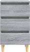 vidaXL - Nachtkastje - met - massief - houten - poten - 40x35x69 - cm - grijs - sonoma