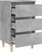 vidaXL - Nachtkastje - met - massief - houten - poten - 40x35x69 - cm - betongrijs