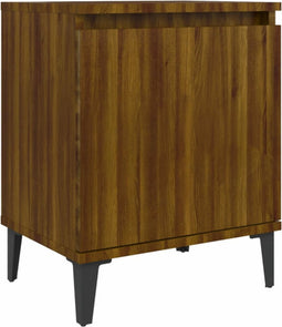 vidaXL - Nachtkastje - met - metalen - poten - 40x30x50 - cm - bruin - eikenkleur