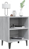 vidaXL - Nachtkastje - met - metalen - poten - 40x30x50 - cm - grijs - sonoma - eiken