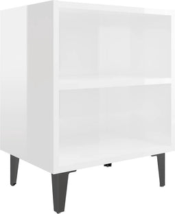 vidaXL - Nachtkastje - met - metalen - poten - 40x30x50 - cm - hoogglans - wit