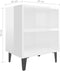 vidaXL - Nachtkastje - met - metalen - poten - 40x30x50 - cm - hoogglans - wit