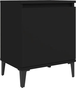 vidaXL - Nachtkastje - met - metalen - poten - 40x30x50 - cm - zwart