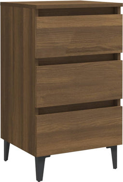 vidaXL - Nachtkastje - met - metalen - poten - 40x35x69 - cm - bruin - eikenkleur