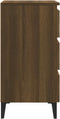 vidaXL - Nachtkastje - met - metalen - poten - 40x35x69 - cm - bruin - eikenkleur