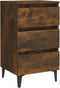 vidaXL - Nachtkastje - met - metalen - poten - 40x35x69 - cm - gerookt - eikenkleurig