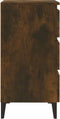 vidaXL - Nachtkastje - met - metalen - poten - 40x35x69 - cm - gerookt - eikenkleurig