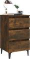 vidaXL - Nachtkastje - met - metalen - poten - 40x35x69 - cm - gerookt - eikenkleurig