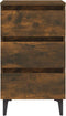 vidaXL - Nachtkastje - met - metalen - poten - 40x35x69 - cm - gerookt - eikenkleurig