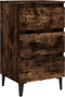 vidaXL - Nachtkastje - met - metalen - poten - 40x35x69 - cm - gerookt - eikenkleurig