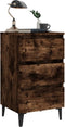 vidaXL - Nachtkastje - met - metalen - poten - 40x35x69 - cm - gerookt - eikenkleurig