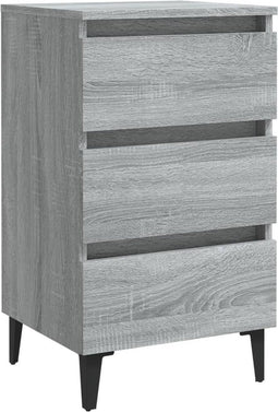 vidaXL - Nachtkastje - met - metalen - poten - 40x35x69 - cm - grijs - sonoma - eiken
