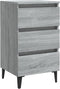 vidaXL - Nachtkastje - met - metalen - poten - 40x35x69 - cm - grijs - sonoma - eiken