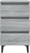 vidaXL - Nachtkastje - met - metalen - poten - 40x35x69 - cm - grijs - sonoma - eiken