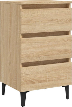 vidaXL - Nachtkastje - met - metalen - poten - 40x35x69 - cm - sonoma - eikenkleurig