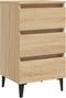 vidaXL - Nachtkastje - met - metalen - poten - 40x35x69 - cm - sonoma - eikenkleurig