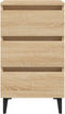vidaXL - Nachtkastje - met - metalen - poten - 40x35x69 - cm - sonoma - eikenkleurig