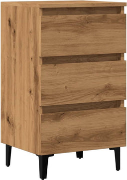 vidaXL - Nachtkastje - met - metalen - poten - 40x35x69 - cm - artisanaal - eikenkleur