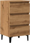 vidaXL - Nachtkastje - met - metalen - poten - 40x35x69 - cm - artisanaal - eikenkleur