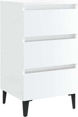 vidaXL - Nachtkastje - met - metalen - poten - 40x35x69 - cm - hoogglans - wit