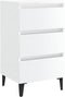vidaXL - Nachtkastje - met - metalen - poten - 40x35x69 - cm - hoogglans - wit