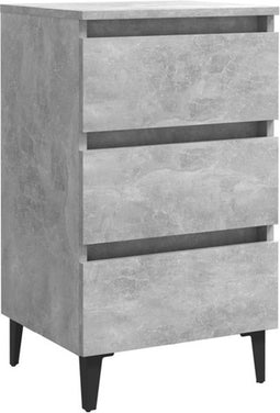 vidaXL - Nachtkastje - met - metalen - poten - 40x35x69 - cm - betongrijs
