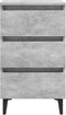 vidaXL - Nachtkastje - met - metalen - poten - 40x35x69 - cm - betongrijs