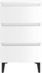 vidaXL - Nachtkastje - met - metalen - poten - 40x35x69 - cm - hoogglans - wit