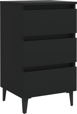 vidaXL - Nachtkastje - met - metalen - poten - 40x35x69 - cm - zwart