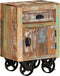 vidaXL - Nachtkastje - met - wieltjes - 40x30x57 - cm - massief - gerecycled - hout