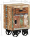 vidaXL - Nachtkastje - met - wieltjes - 40x30x57 - cm - massief - gerecycled - hout
