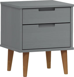 vidaXL - Nachtkastje - MOLDE - 40x35x48 - cm - massief - grenenhout - grijs