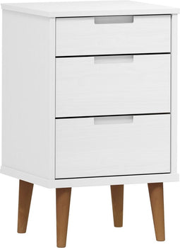 vidaXL - Nachtkastje - MOLDE - 40x35x65 - cm - massief - grenenhout - wit