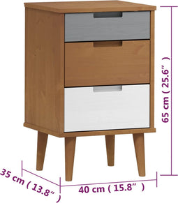 vidaXL - Nachtkastje - MOLDE - 40x35x65 - cm - massief - grenenhout - bruin