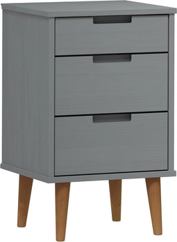 vidaXL - Nachtkastje - MOLDE - 40x35x65 - cm - massief - grenenhout - grijs