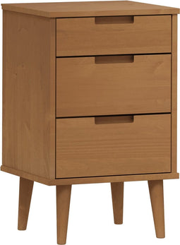 vidaXL - Nachtkastje - MOLDE - 40x35x65 - cm - massief - grenenhout - bruin