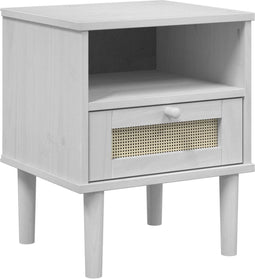 vidaXL - Nachtkastje - SENJA - rattan-look - 40x35x48 - cm - grenenhout - wit