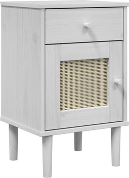vidaXL - Nachtkastje - SENJA - rattan-look - 40x35x65 - cm - grenenhout - wit