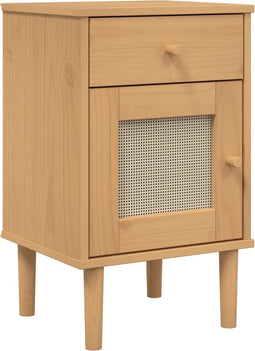 vidaXL - Nachtkastje - SENJA - rattan-look - 40x35x65 - cm - grenenhout - bruin