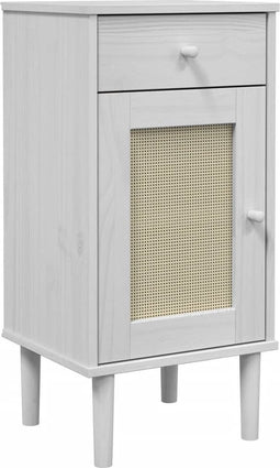 vidaXL - Nachtkastje - SENJA - rattan-look - 40x35x80 - cm - grenenhout - wit