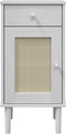 vidaXL - Nachtkastje - SENJA - rattan-look - 40x35x80 - cm - grenenhout - wit