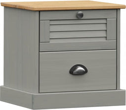 vidaXL - Nachtkastje - VIGO - 42x35x42 - cm - massief - grenenhout - grijs