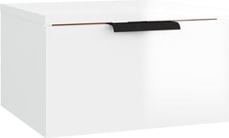 vidaXL - Nachtkastje - wandgemonteerd - 34x30x20 - cm - hoogglans - wit