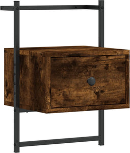 vidaXL - Nachtkastje - wandgemonteerd - 35x30x51 - cm - hout - gerookt - eikenkleur