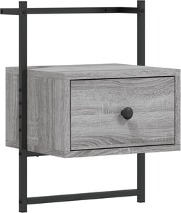 vidaXL - Nachtkastje - wandgemonteerd - 35x30x51 - cm - hout - grijs - sonoma - eiken