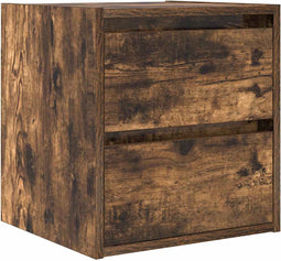 vidaXL - Nachtkastje - wandgemonteerd - 38x34x40 - cm - gerookt - eikenkleurig