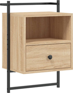 vidaXL - Nachtkastje - wandgemonteerd - 40x30x61 - cm - bewerkt - hout - sonoma