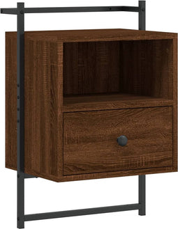 vidaXL - Nachtkastje - wandgemonteerd - 40x30x61 - cm - hout - bruin - eikenkleur